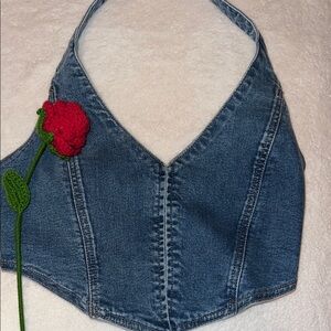 PacSun Blue Denim Crop Top